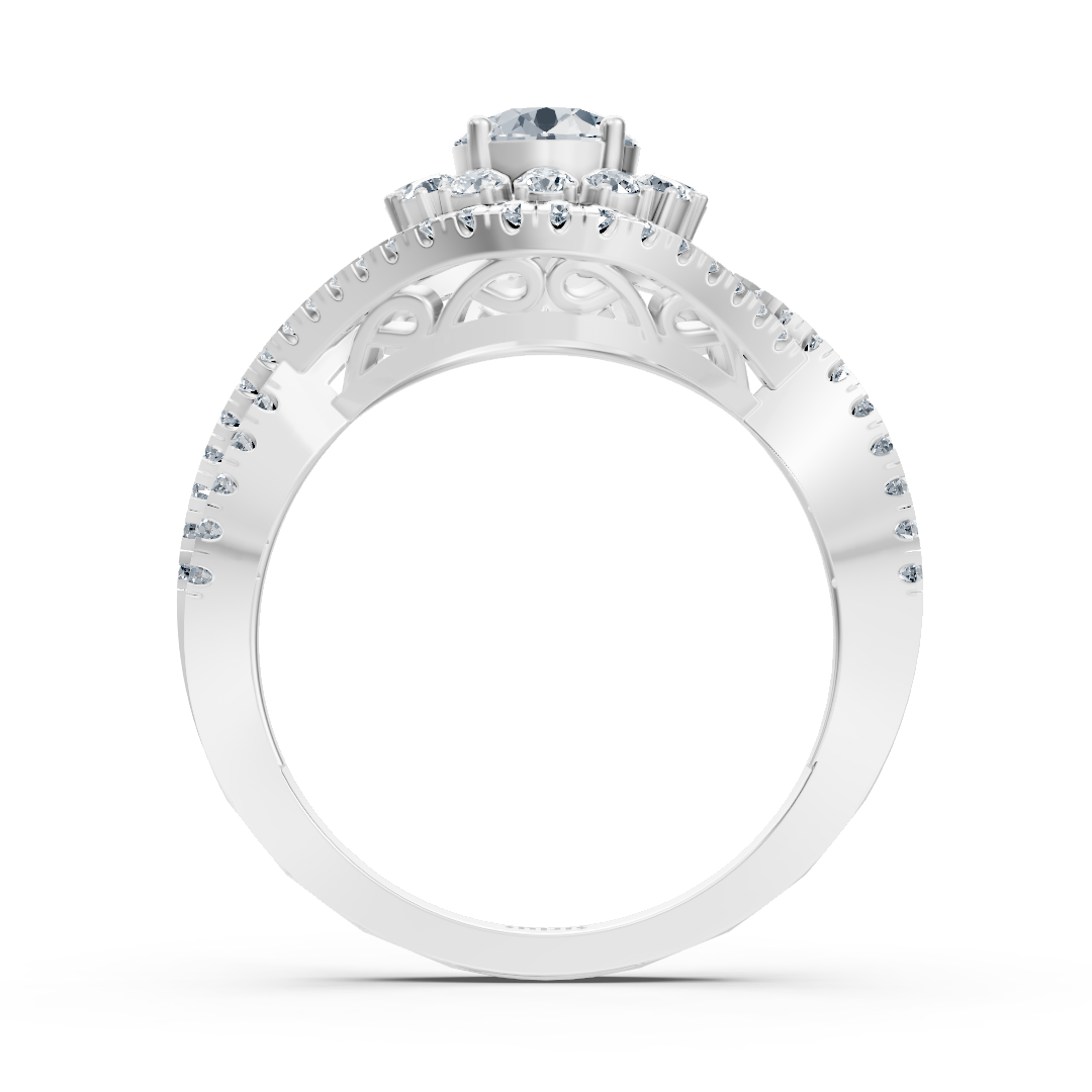 Weissgold Diamant Halo Verlobungsring