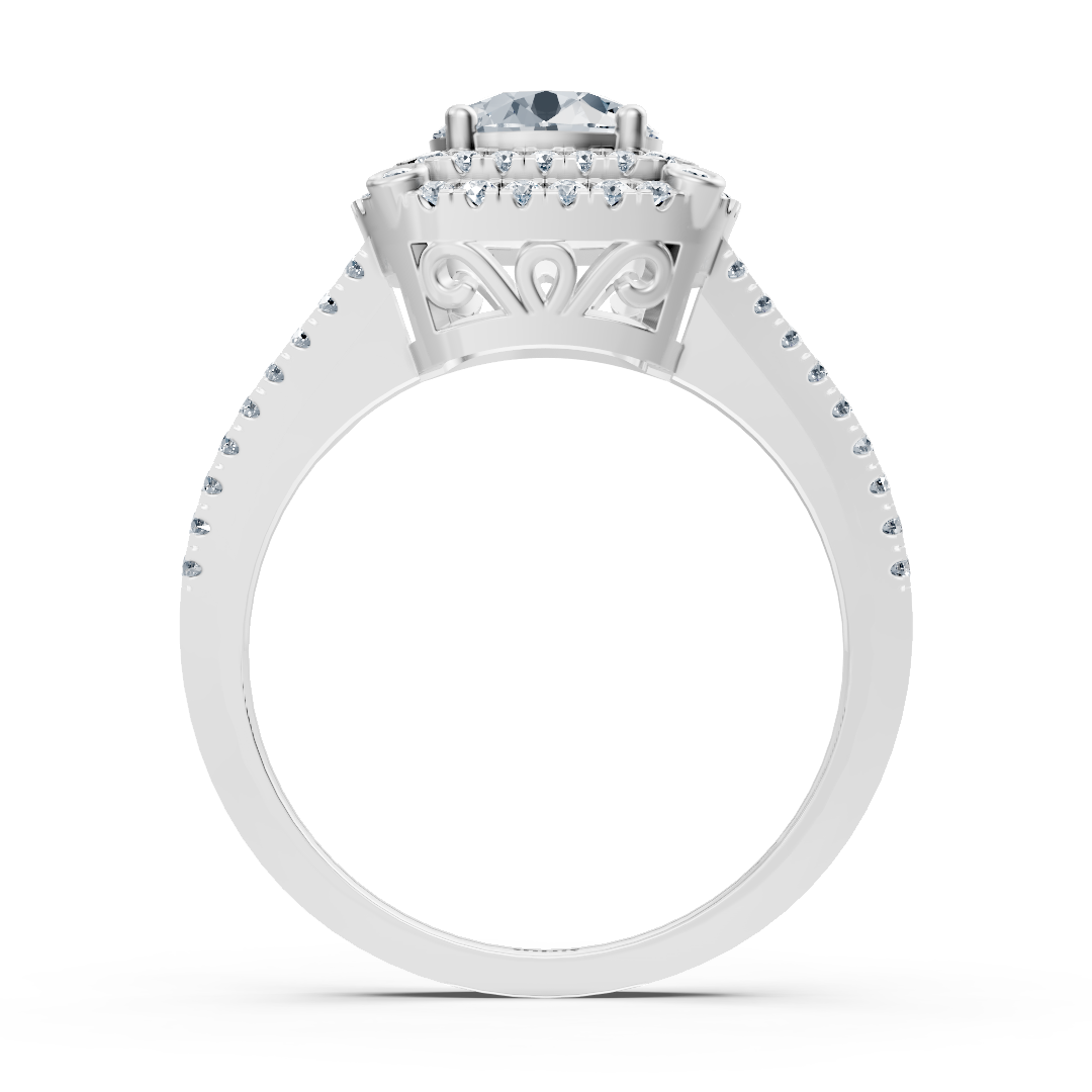 Weissgold Doppel Halo Weisstopas Diamant Verlobungsring