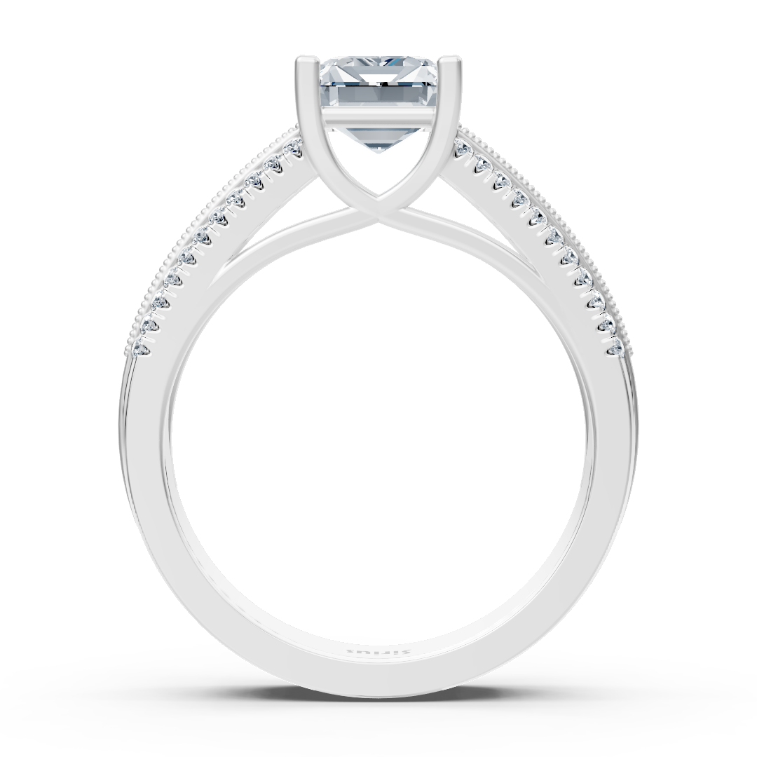 Weissgold Oktagon Topas Diamant Verlobungsring