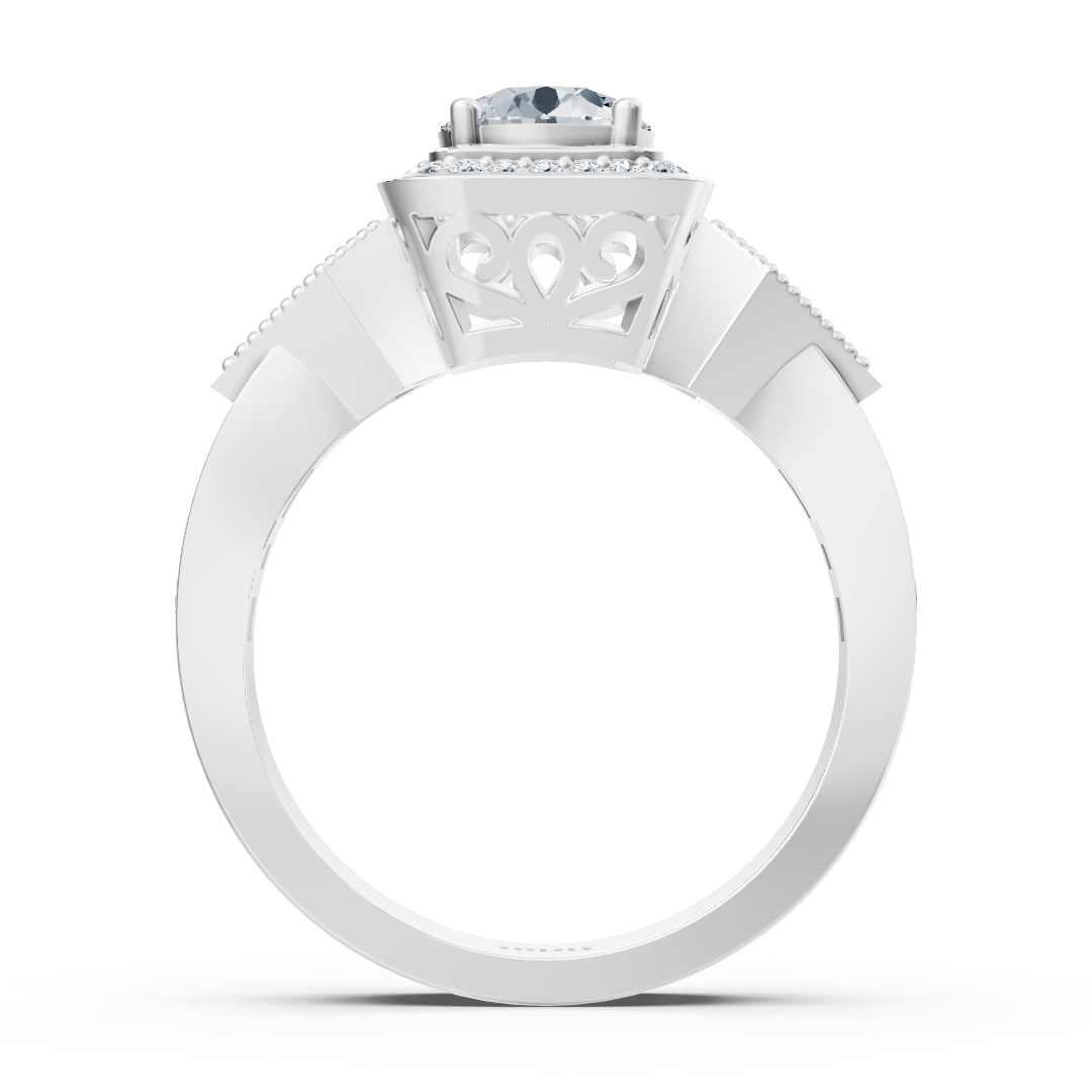 Diamant Seitenstein Halo Verlobungsring aus Weißgold
