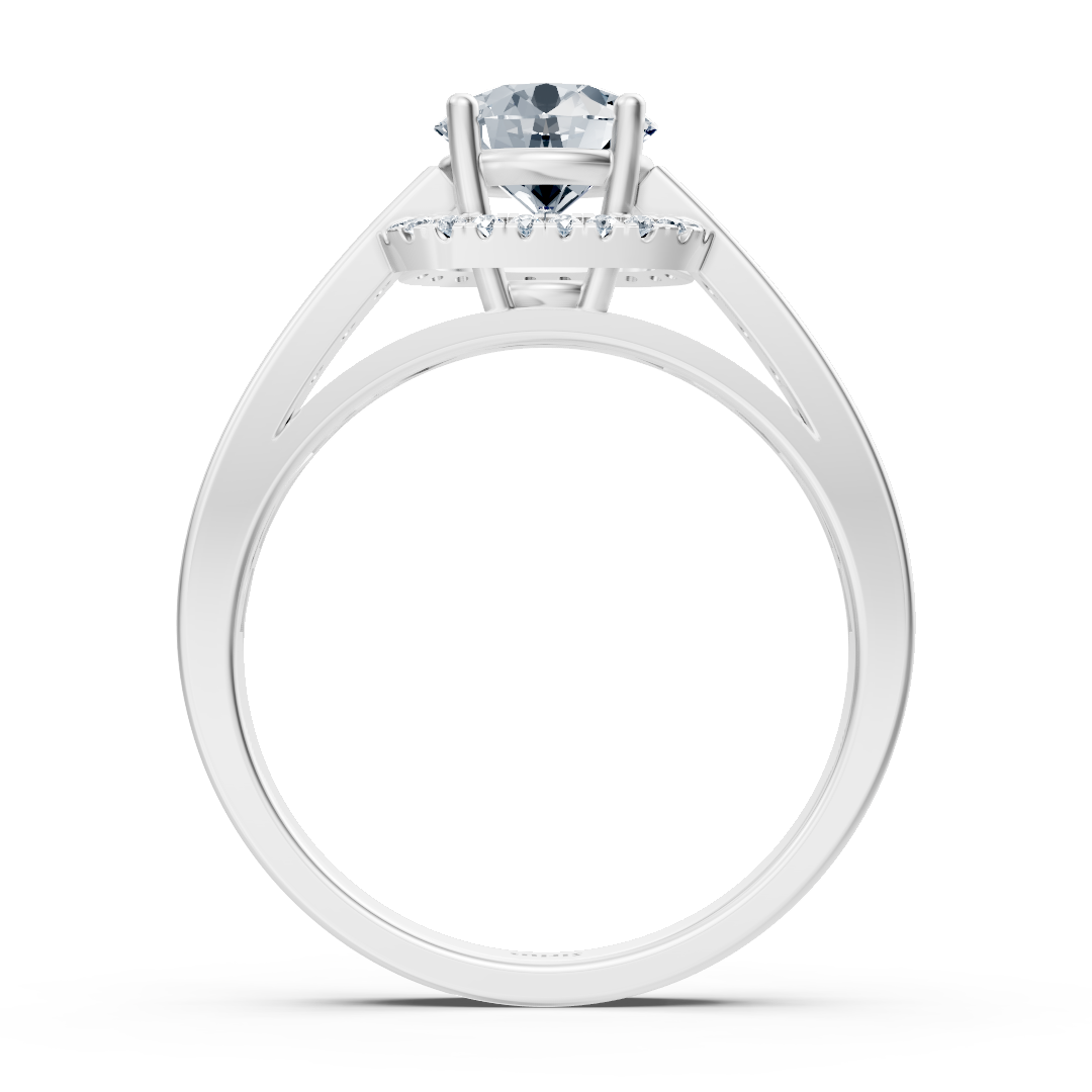 Eleganter Weißgold Seitenstein Weisstopas Diamantring