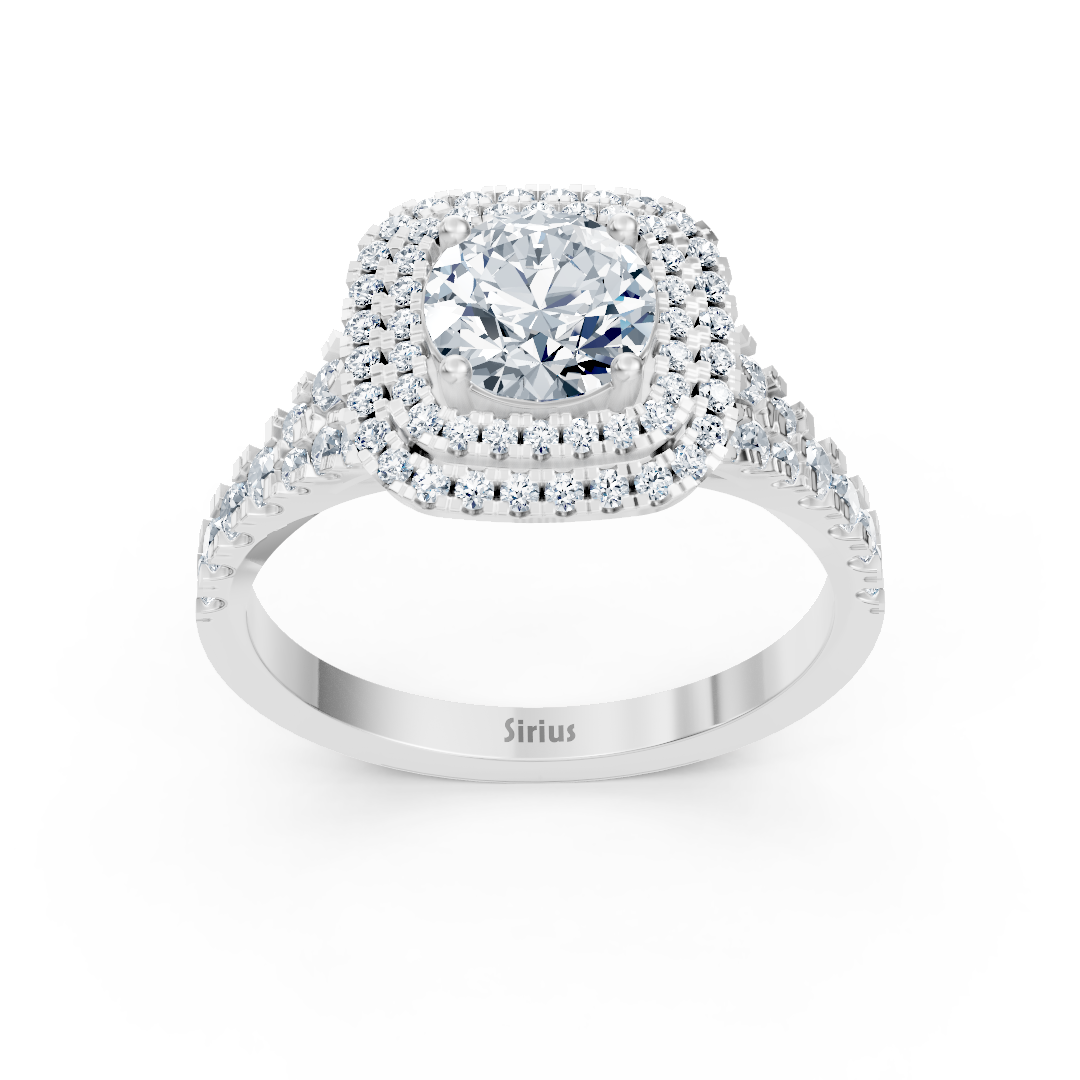 Doppel Halo Weisstopas Diamantring Weißgold