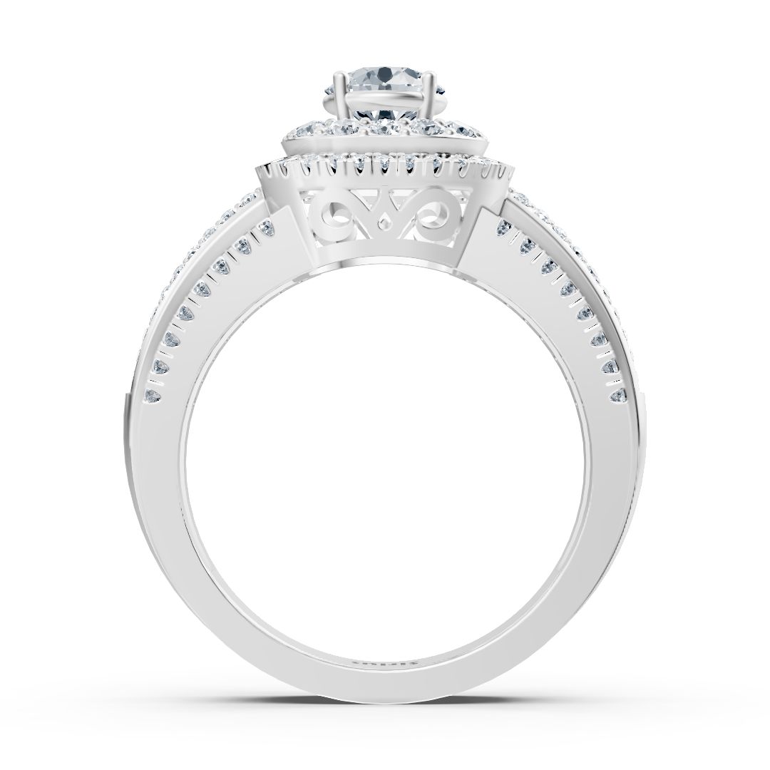 Doppel Halo Diamantring Weißgold