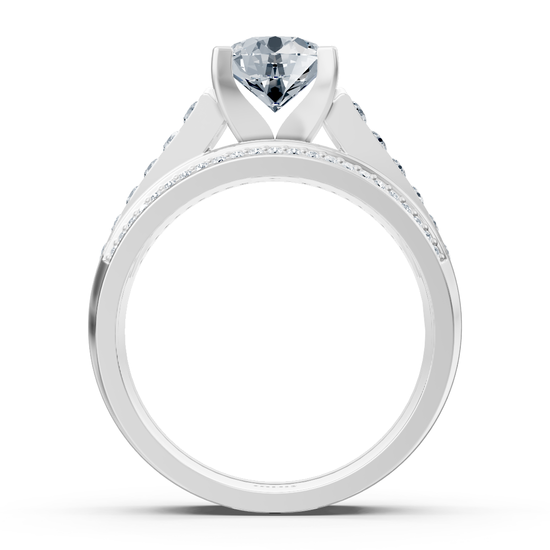 Bague de fiançailles canal cathédrale avec diamants en or blanc