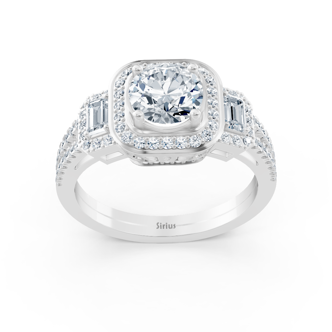 Dreistein & Halo Diamantring Weißgold