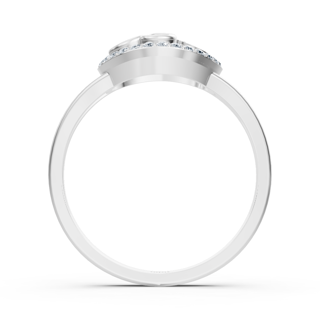 Zarter Herzform Diamantring in Weissgold mit Pavé-Akzenten