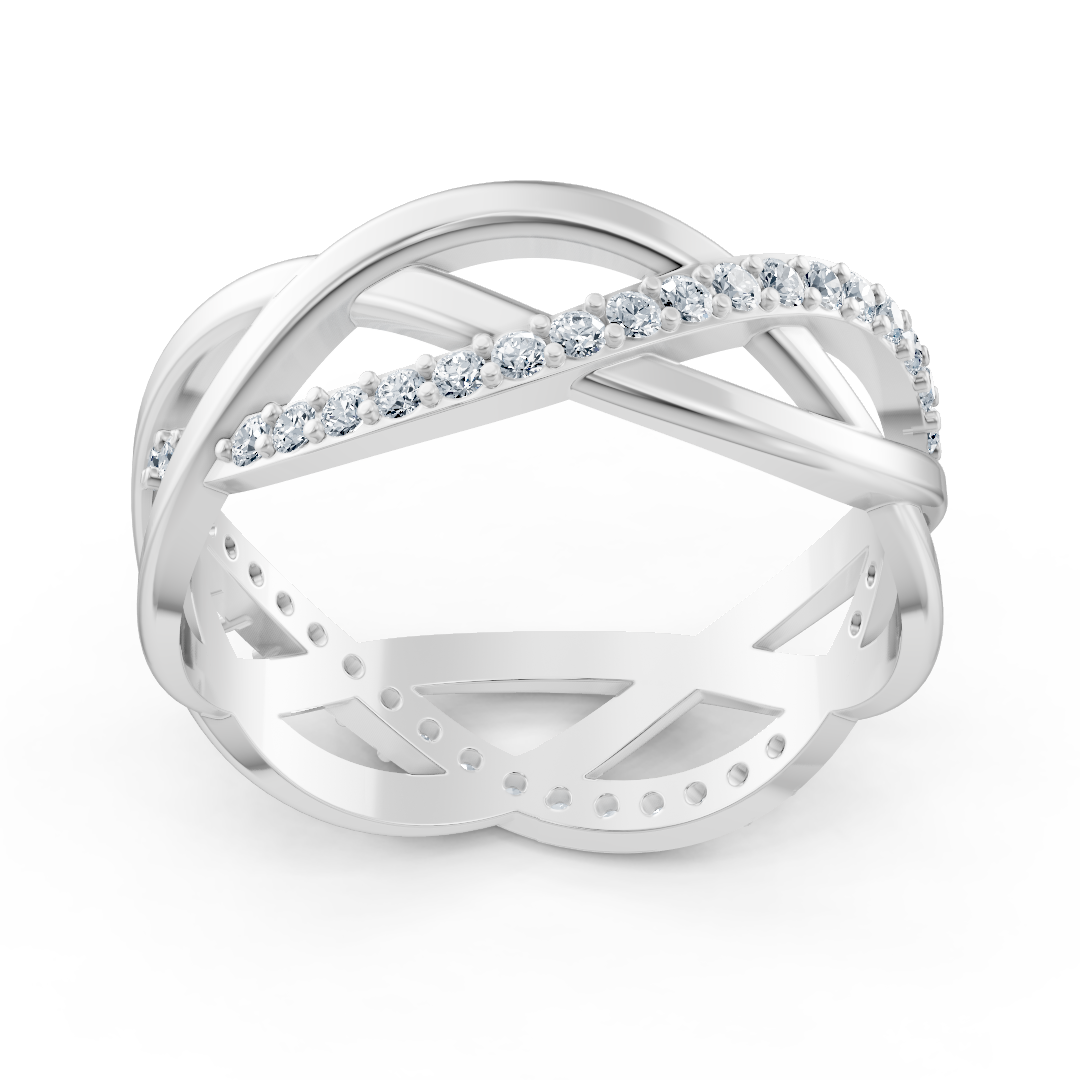 Weißgold Diamantring mit Überkreuztem Design