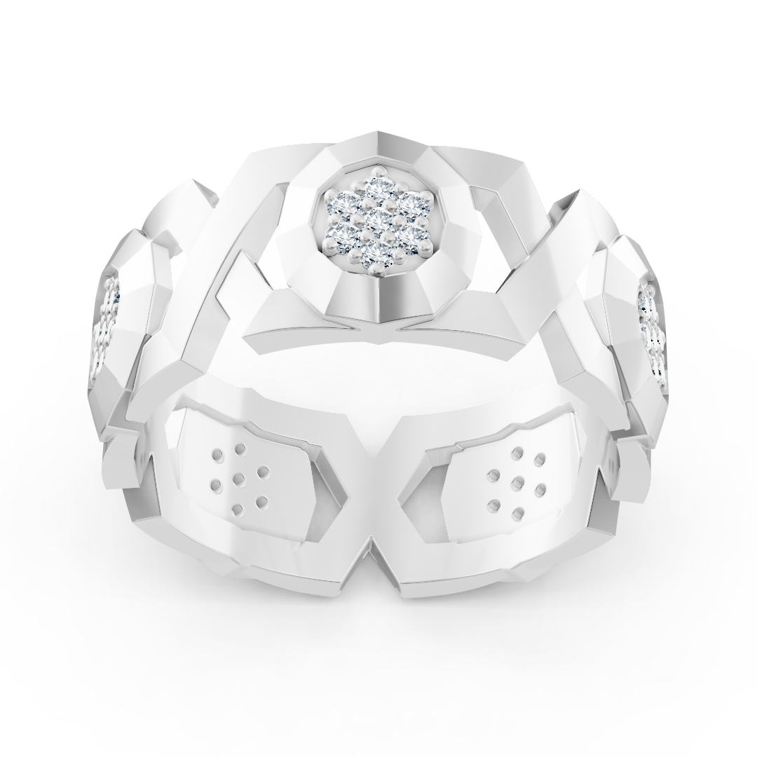 Exquisiter Weißgold-Diamantring – Geometrisches Design