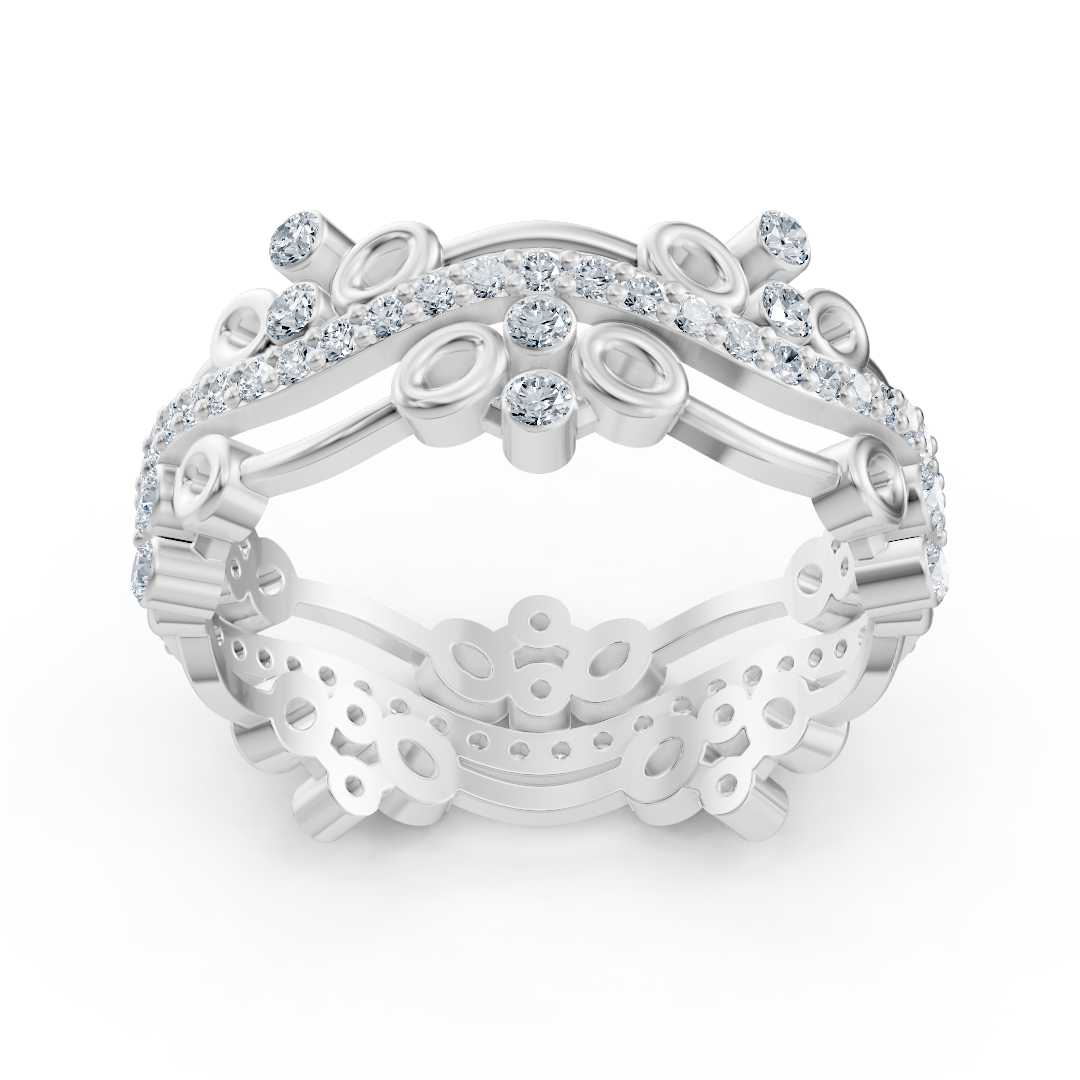 Verspielter Kreis Diamantring - 14K Weißgold, ca. 0.51 Karat