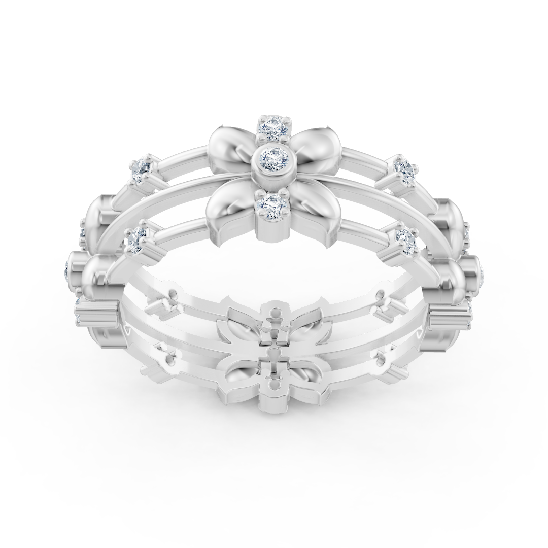 14 Karat Weißgold Pırlanta Floral Ring "Blütenkranz