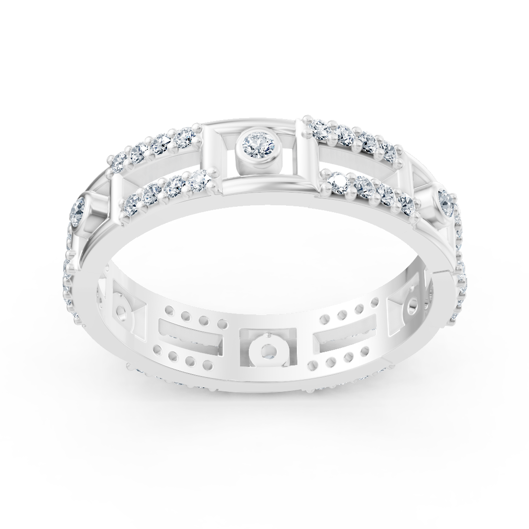 14 Karat Weißgold Diamant Geo Ring "Linienkunst"