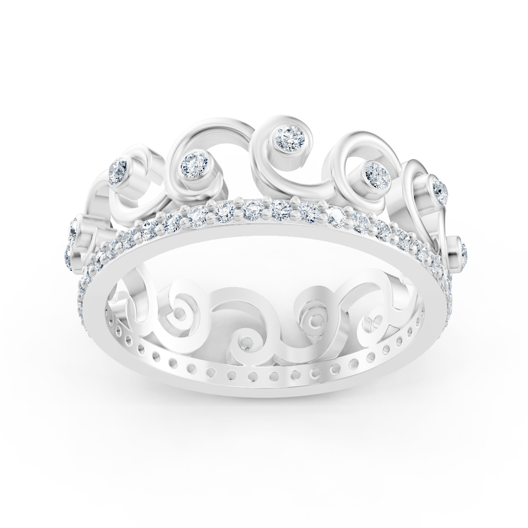 14 Karat Weißgold Diamant Prinzessinnen Krone Ring "Königliche Grazie"