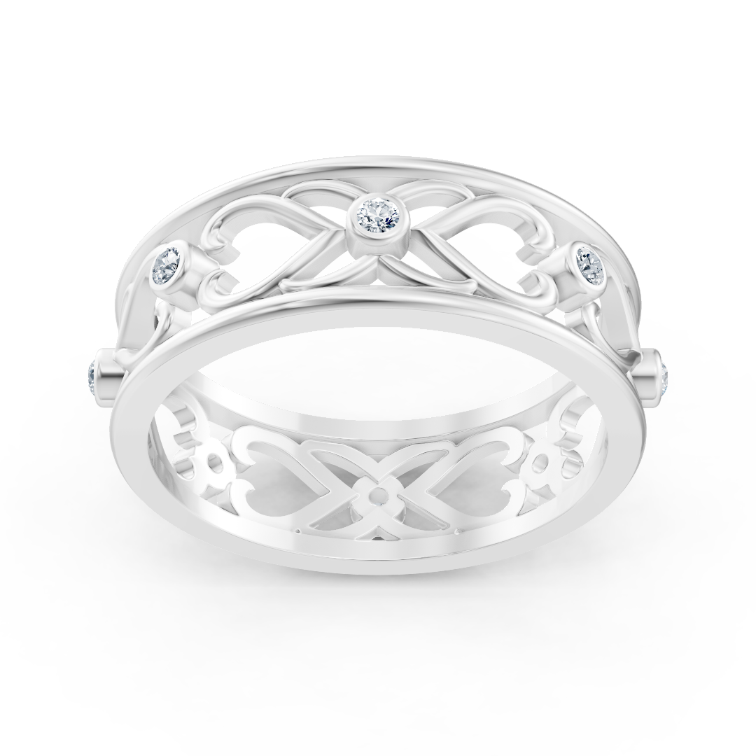« Élégante bague en or blanc avec diamants ronds en forme de lunette »