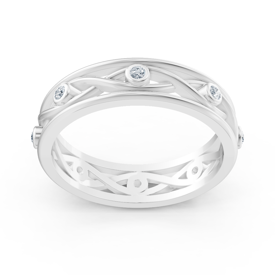 Eleganter Weißgold-Ring mit Runddiamanten im Bezel-Design