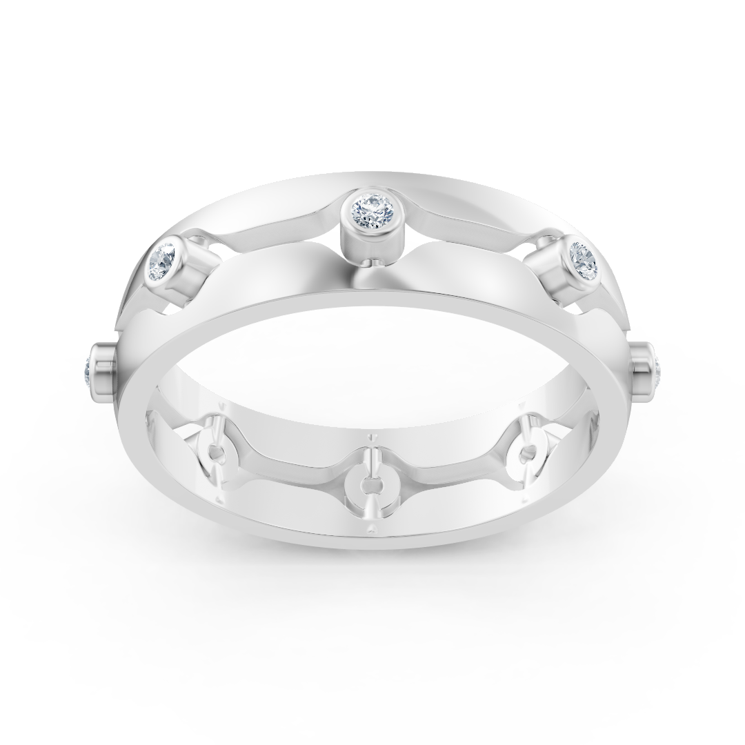 Eleganter Weißgold-Ring mit Runddiamanten im Bezel-Design