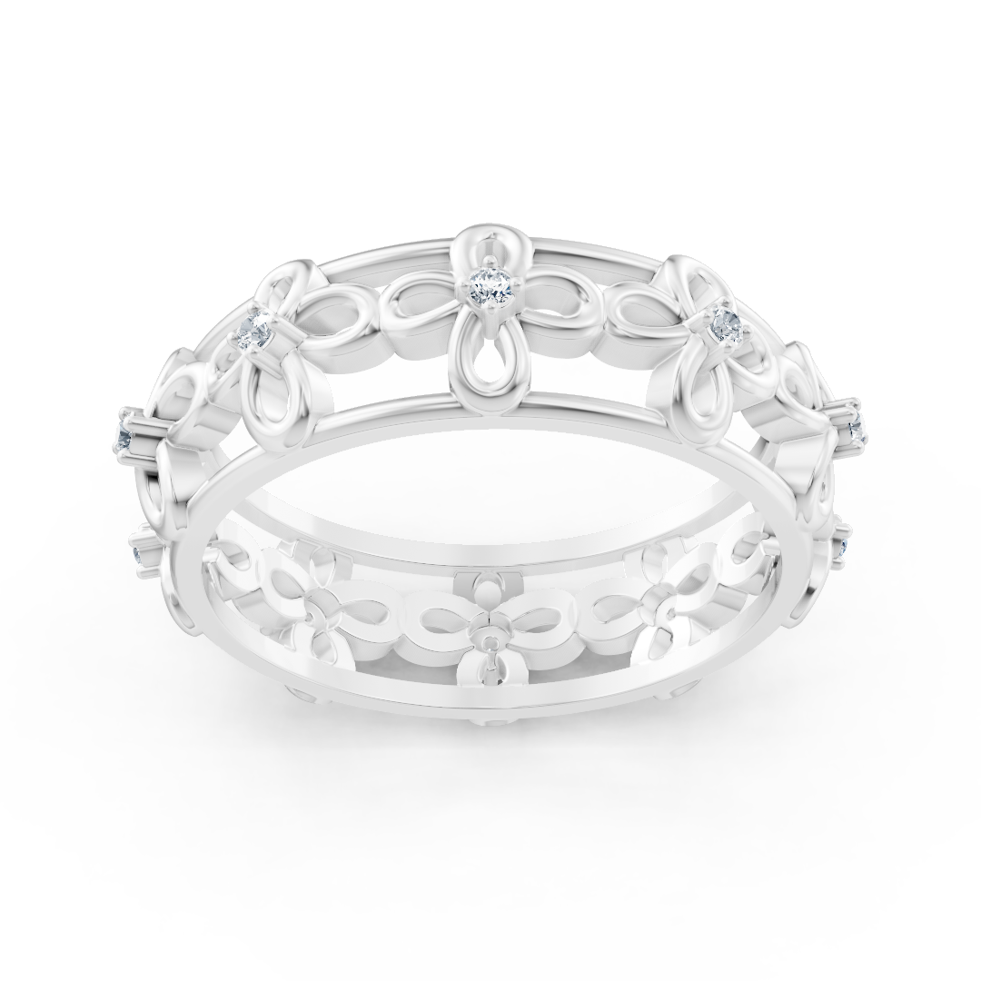 Eleganter Weißgold-Ring mit Runddiamanten im Prong-Design