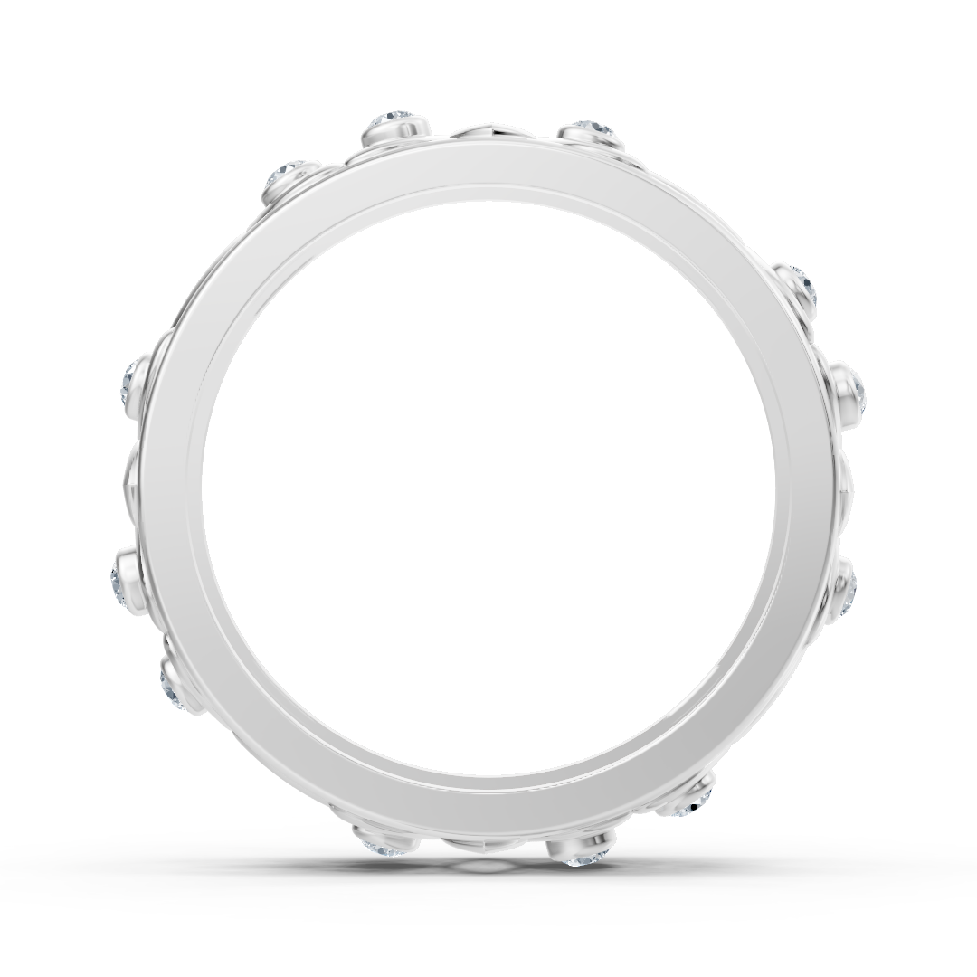 Moderner Weißgold-Ring mit Runddiamanten im Bezel-Design