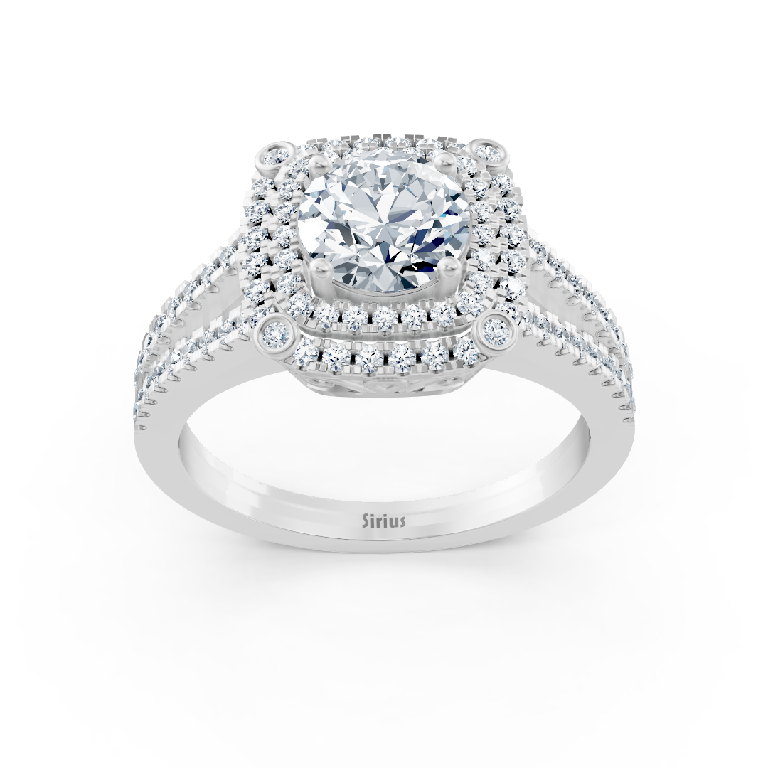 Weissgold Doppel Halo Weisstopas Diamant Verlobungsring