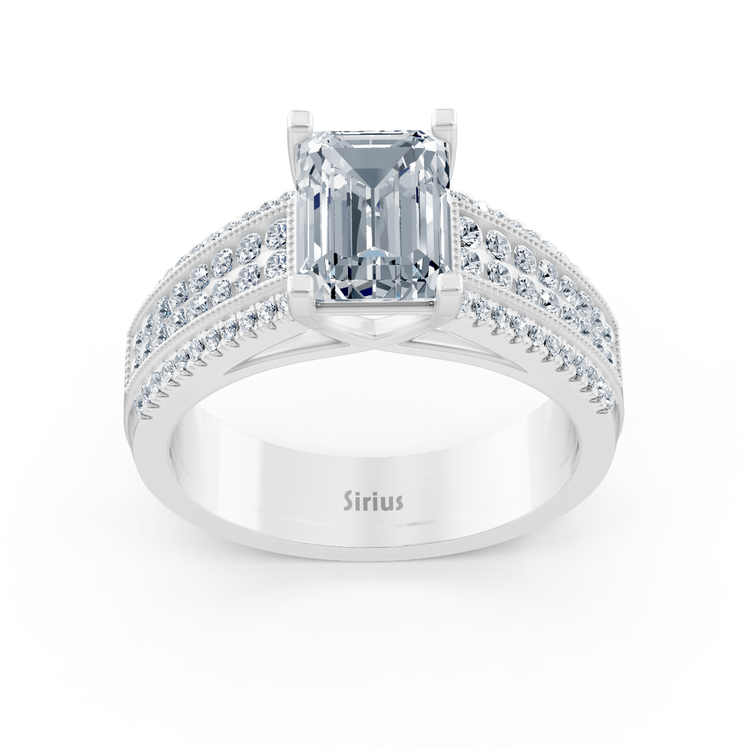 Weissgold Oktagon Topas Diamant Verlobungsring
