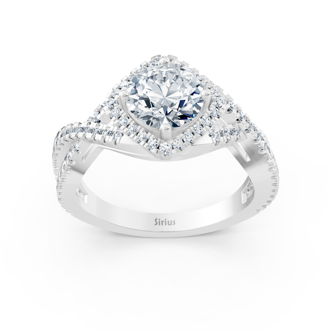 Diamant Halo Verlobungsring aus Weißgold