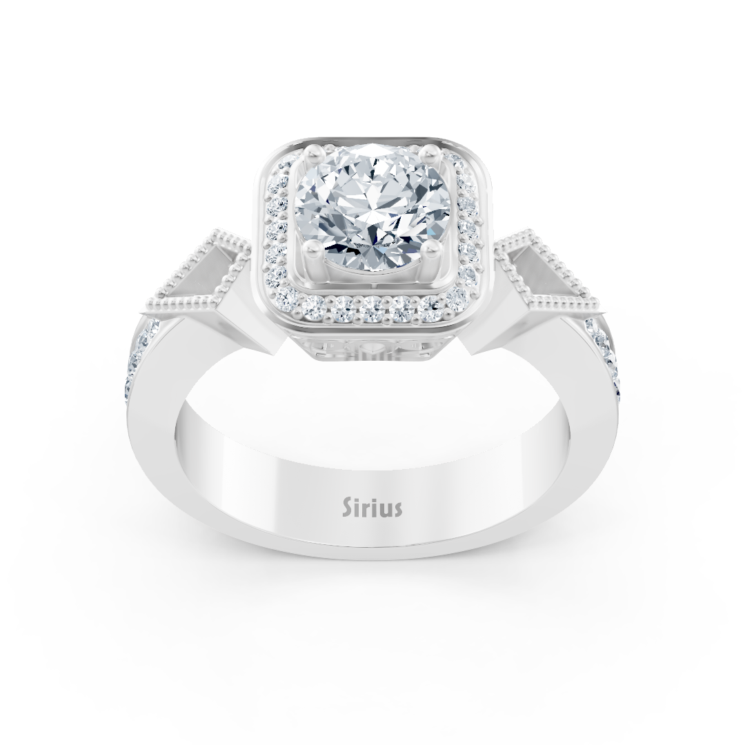 Diamant Seitenstein Halo Verlobungsring aus Weißgold