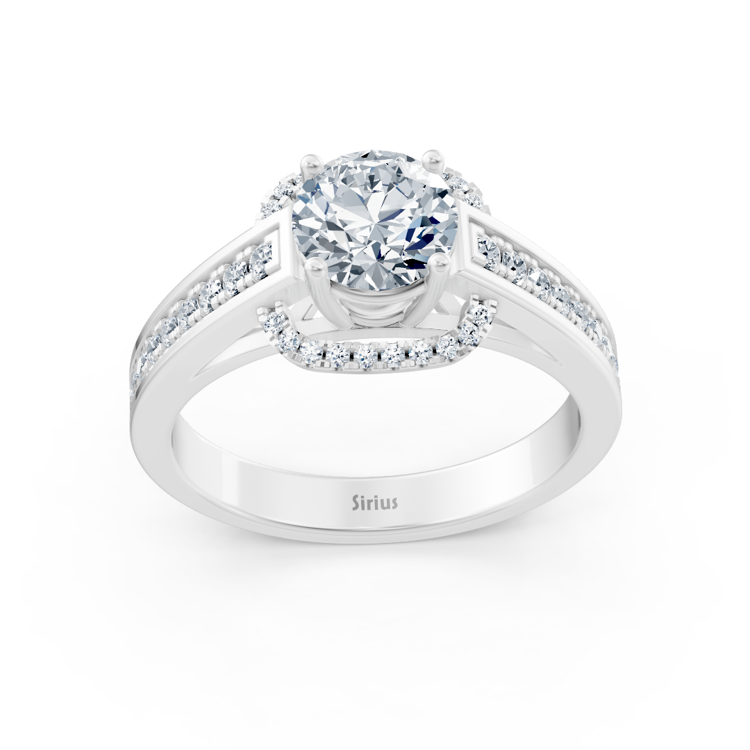 Eleganter Weißgold Seitenstein Weisstopas Diamantring