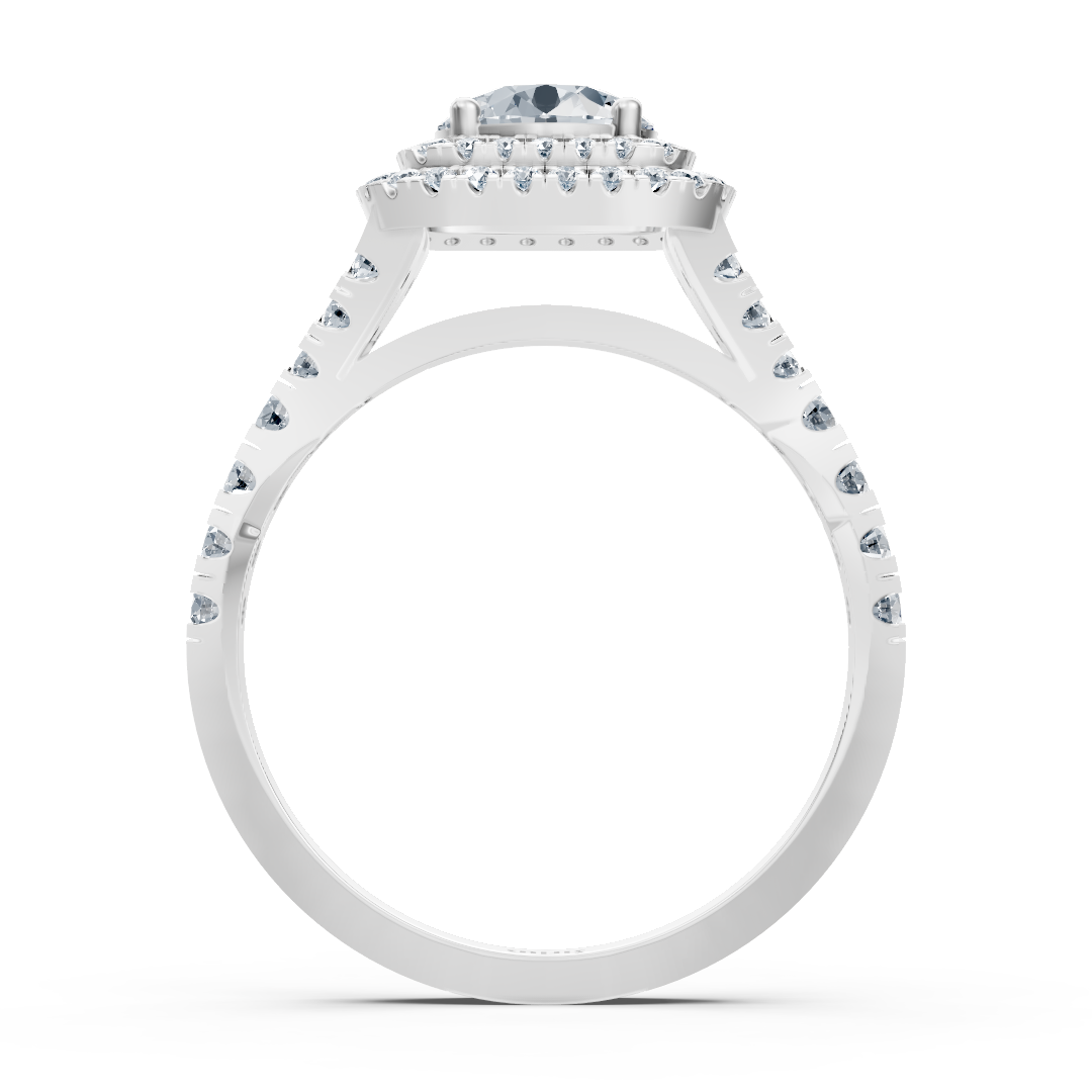 Doppel Halo Weisstopas Diamantring Weißgold