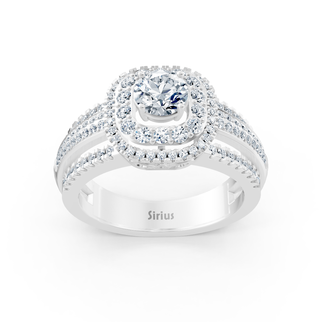 Doppel Halo Diamantring Weißgold