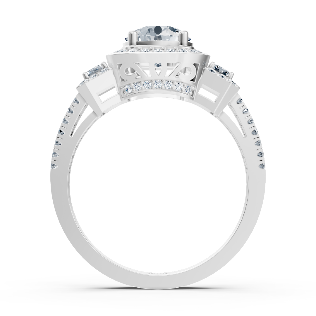 Dreistein & Halo Diamantring Weißgold