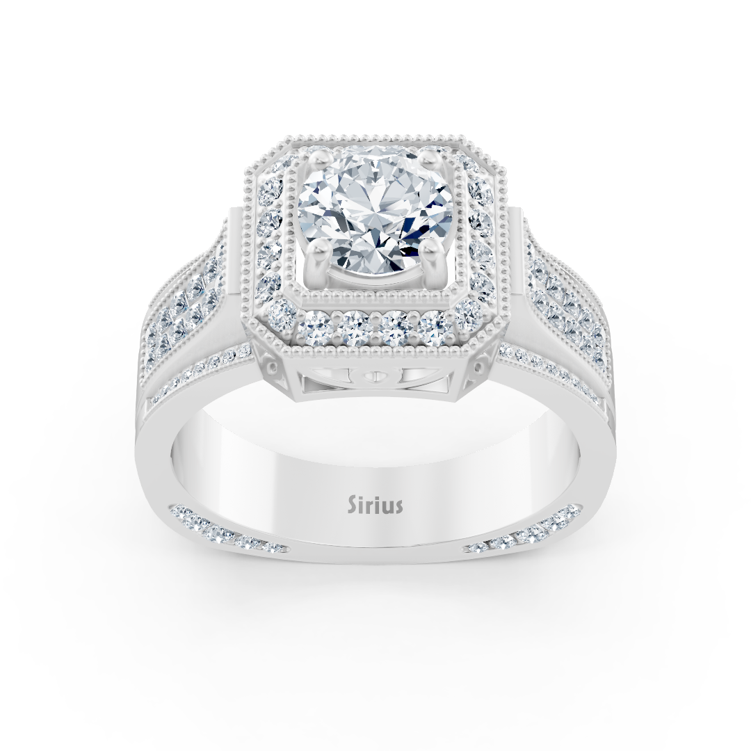 Birgie Sirius Weissgold Passion Halo Diamantring mit Oktagon Schliffkranz