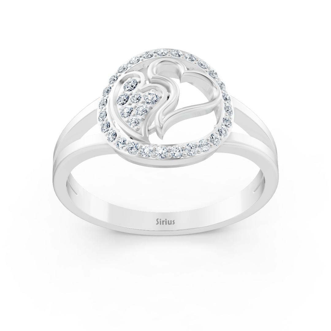 Zarter Herzform Diamantring in Weissgold mit Pavé-Akzenten