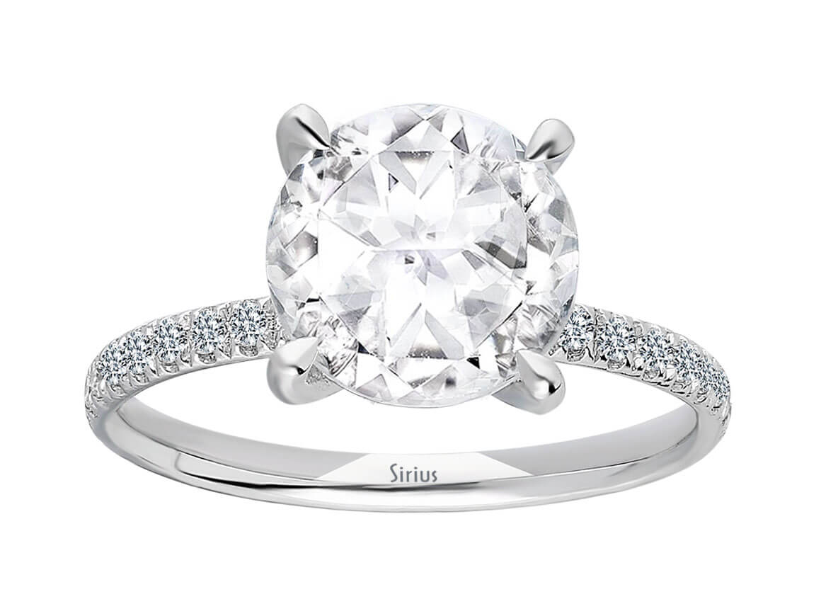 Birgie 4.85 Karat Diamant & Weißer Topas Ring 14 Karat Gold