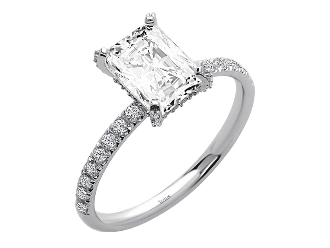 Birgie Diamant-Pavé-Ring mit Weißtopas im Oktagonschliff