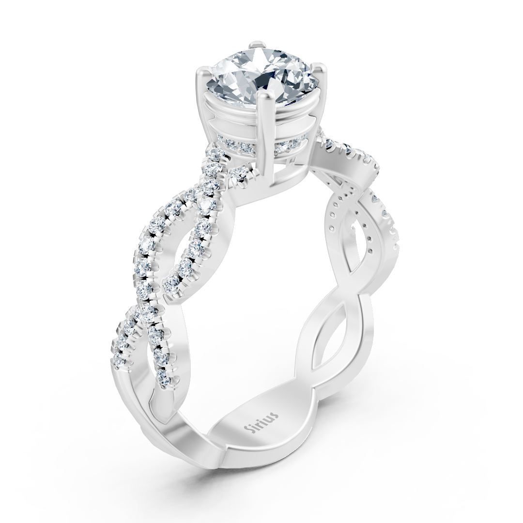 Bague de fiançailles en or blanc et diamants « Vigne de vigne »