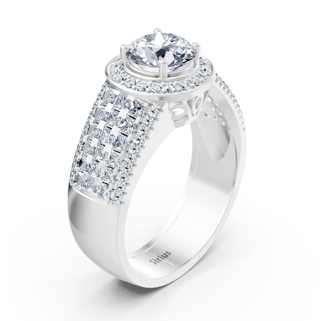 Bague triple couche en or blanc 14 carats avec diamants