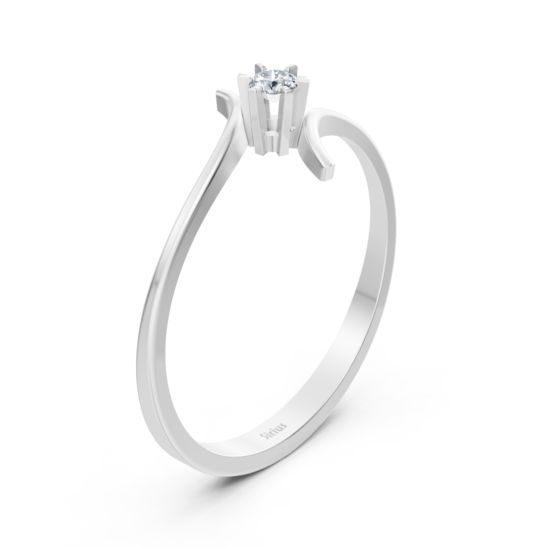 Bague solitaire en or blanc et diamant simple