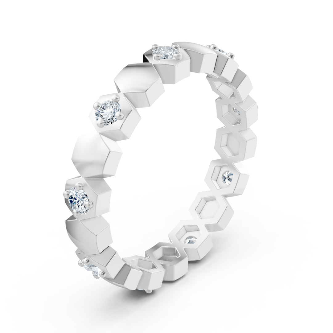 Birgie Diamantring Weissgold 14K – Hexagon-Design