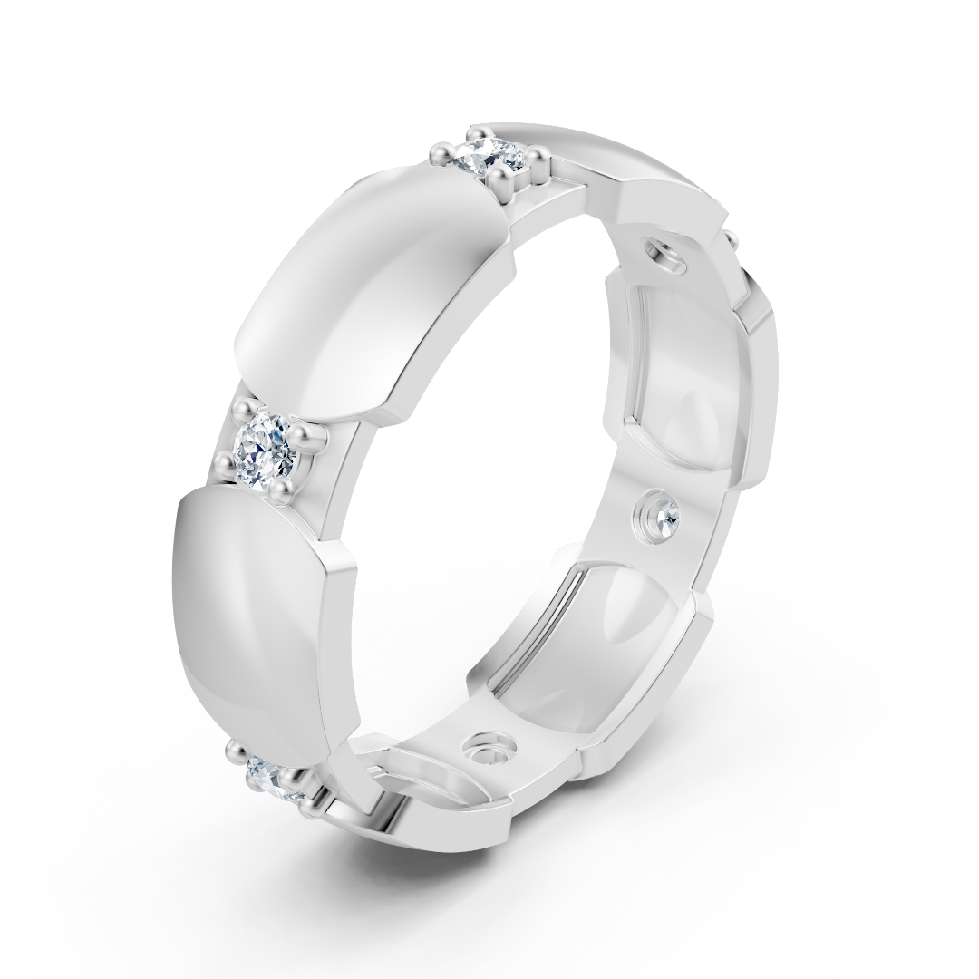 Anneau de diamant exclusif en or blanc 14 carats avec diamants