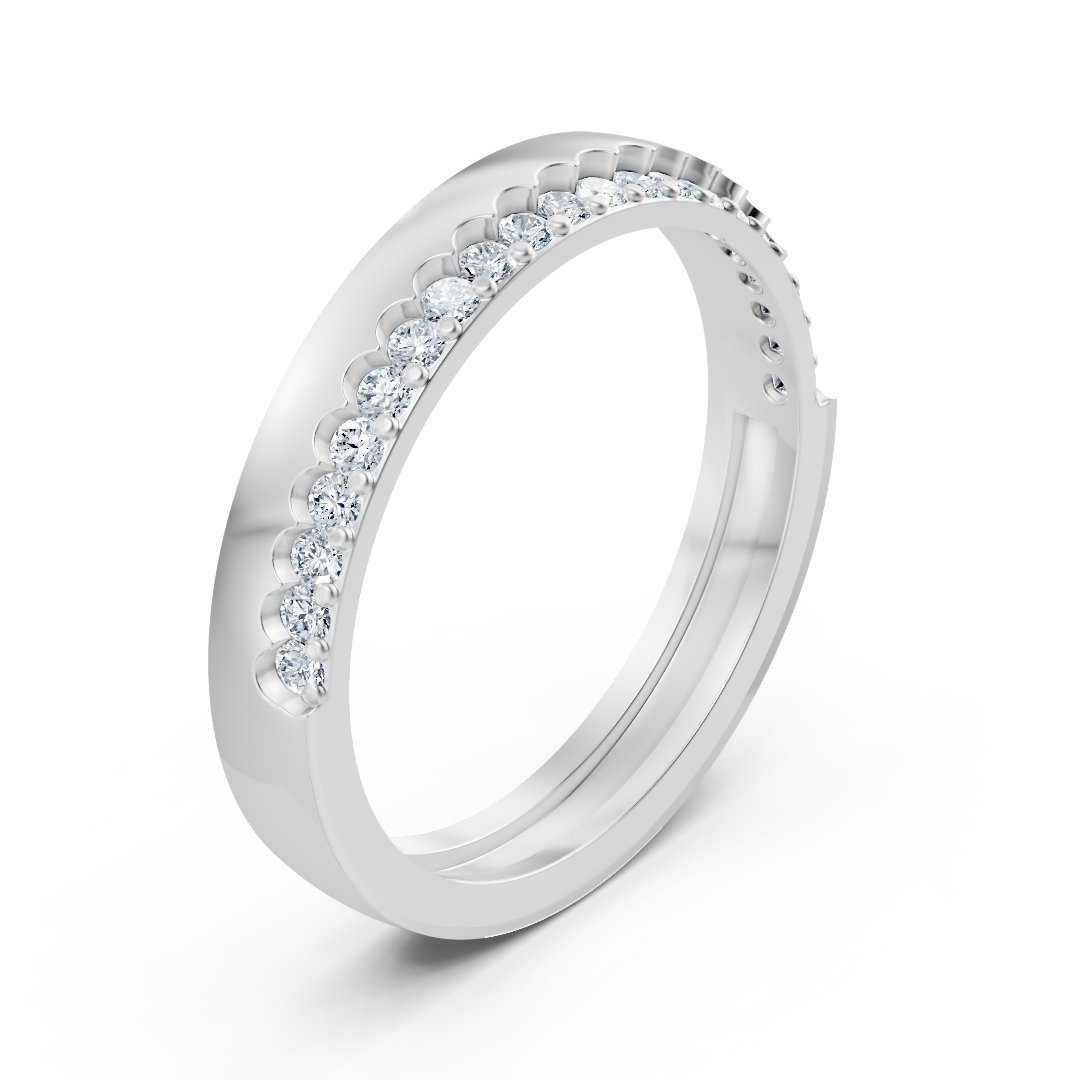 Eleganter Halbmemory-Ring mit Diamanten in Weissgold 14K