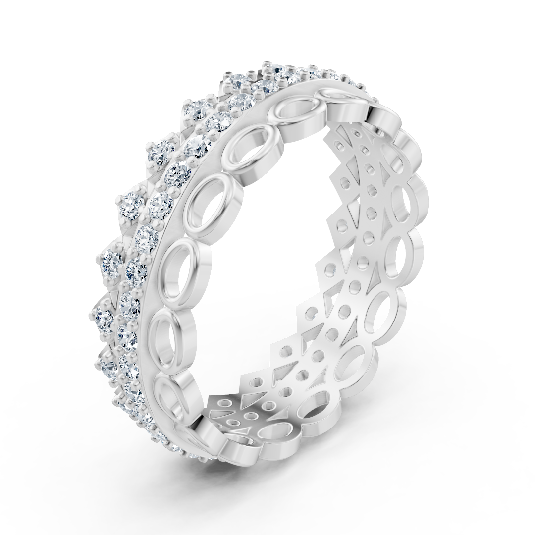 Luxuriöser Memoire-Ring aus 14K Weißgold mit Diamanten