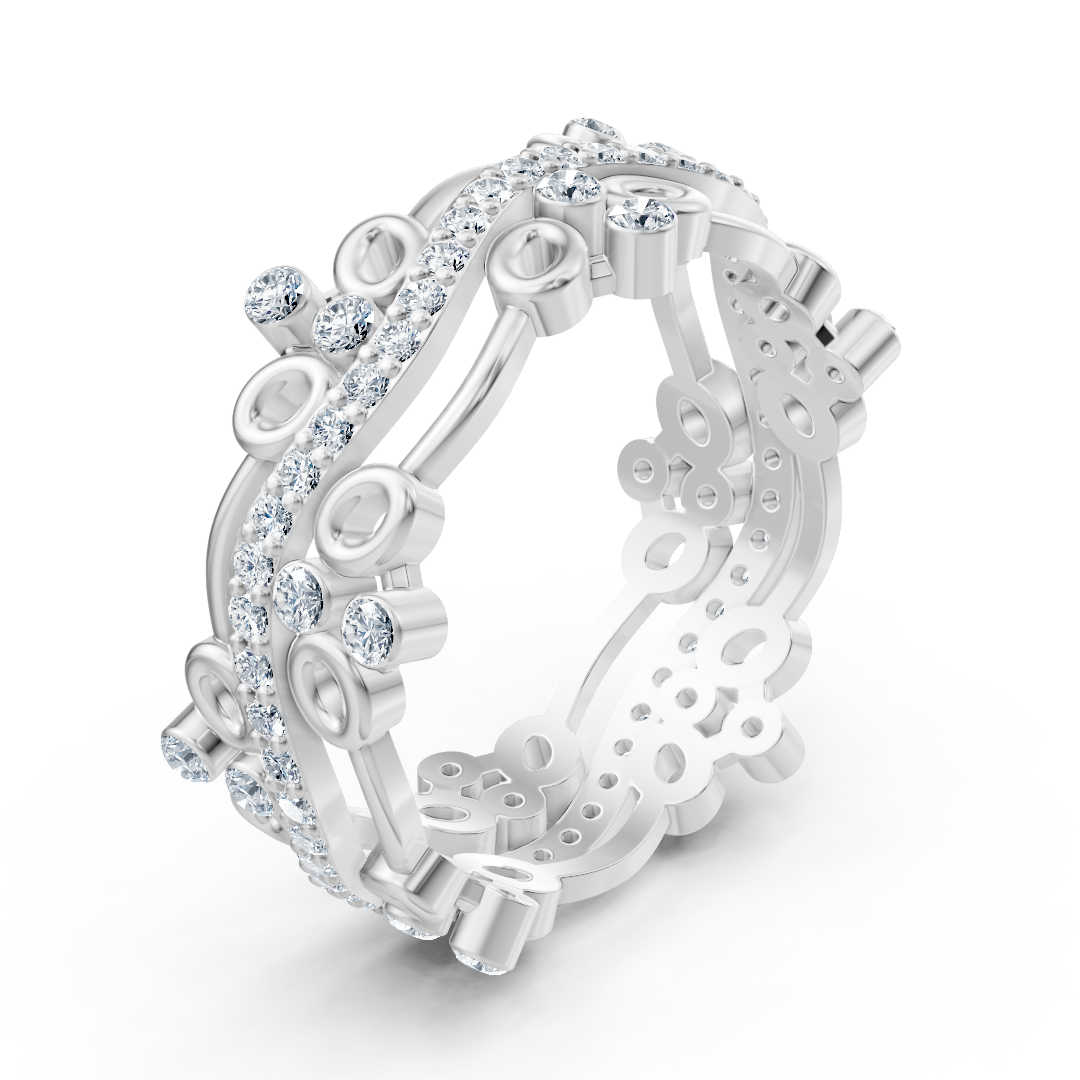 Verspielter Kreis Diamantring - 14K Weißgold, ca. 0.51 Karat