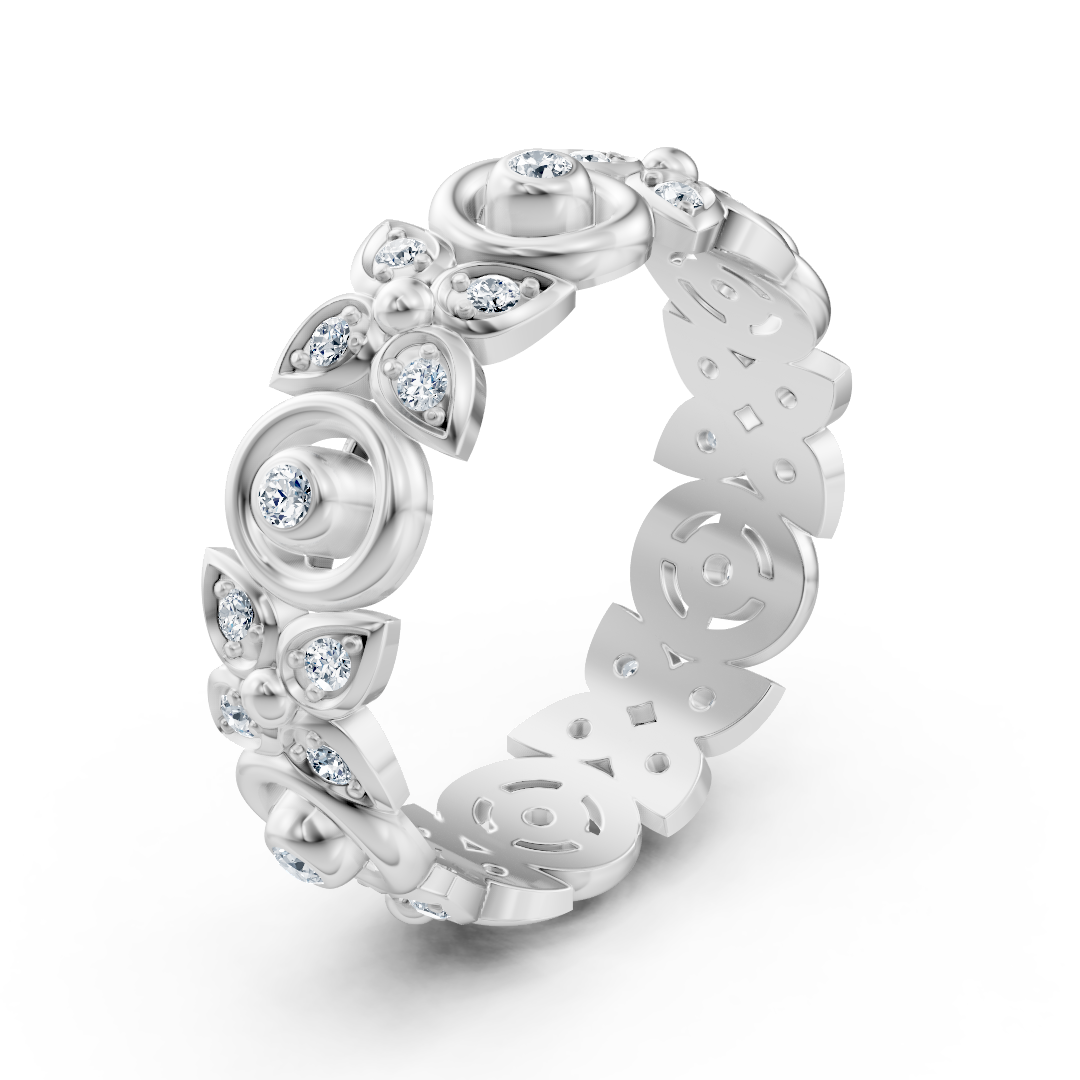 Weißgoldener Diamantring mit floralem Design