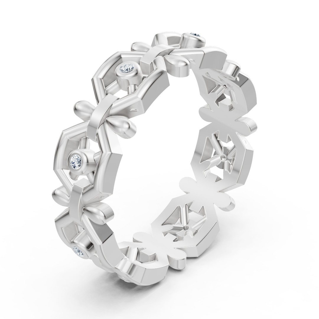 Weißgoldener Diamantring mit geometrischem Design