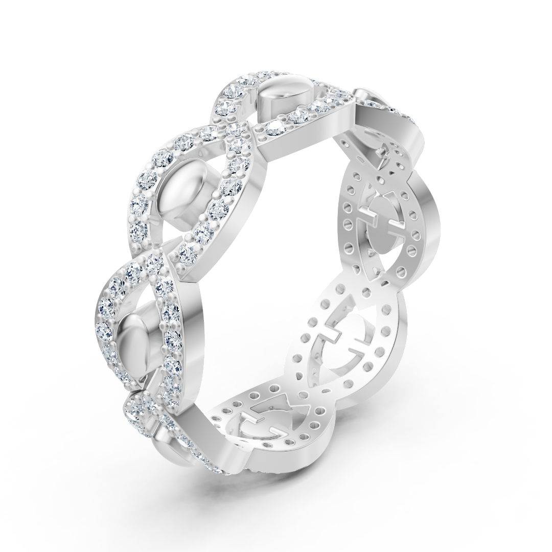 Weißgoldener Diamantring mit verschlungenem Design