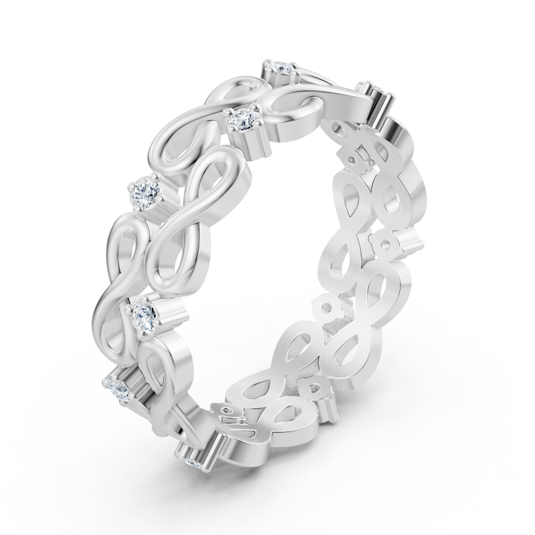 Weißgoldener Diamantring mit Unendlichkeitsdesign