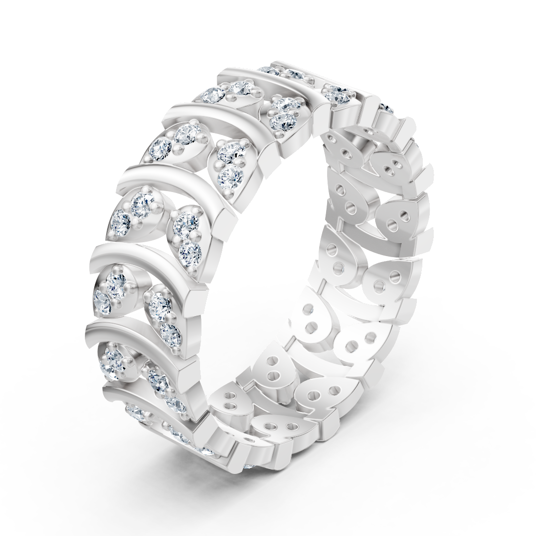 Weißgoldener Diamantring mit geschwungenem Design