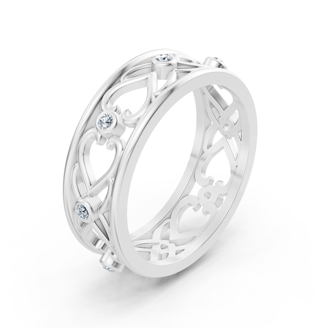 « Élégante bague en or blanc avec diamants ronds en forme de lunette »