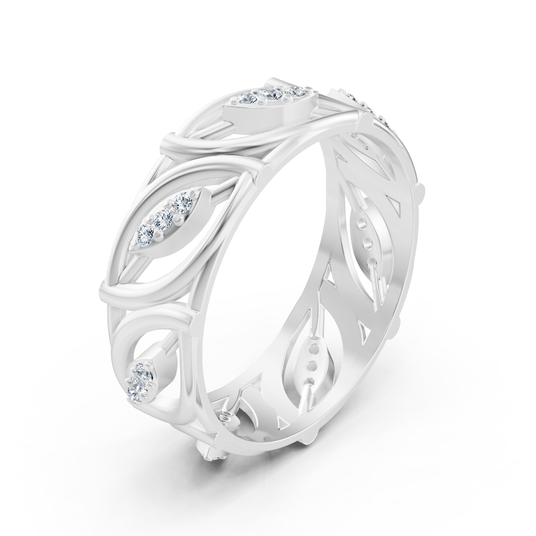 Bague moderne en or blanc avec diamants ronds en forme de griffes