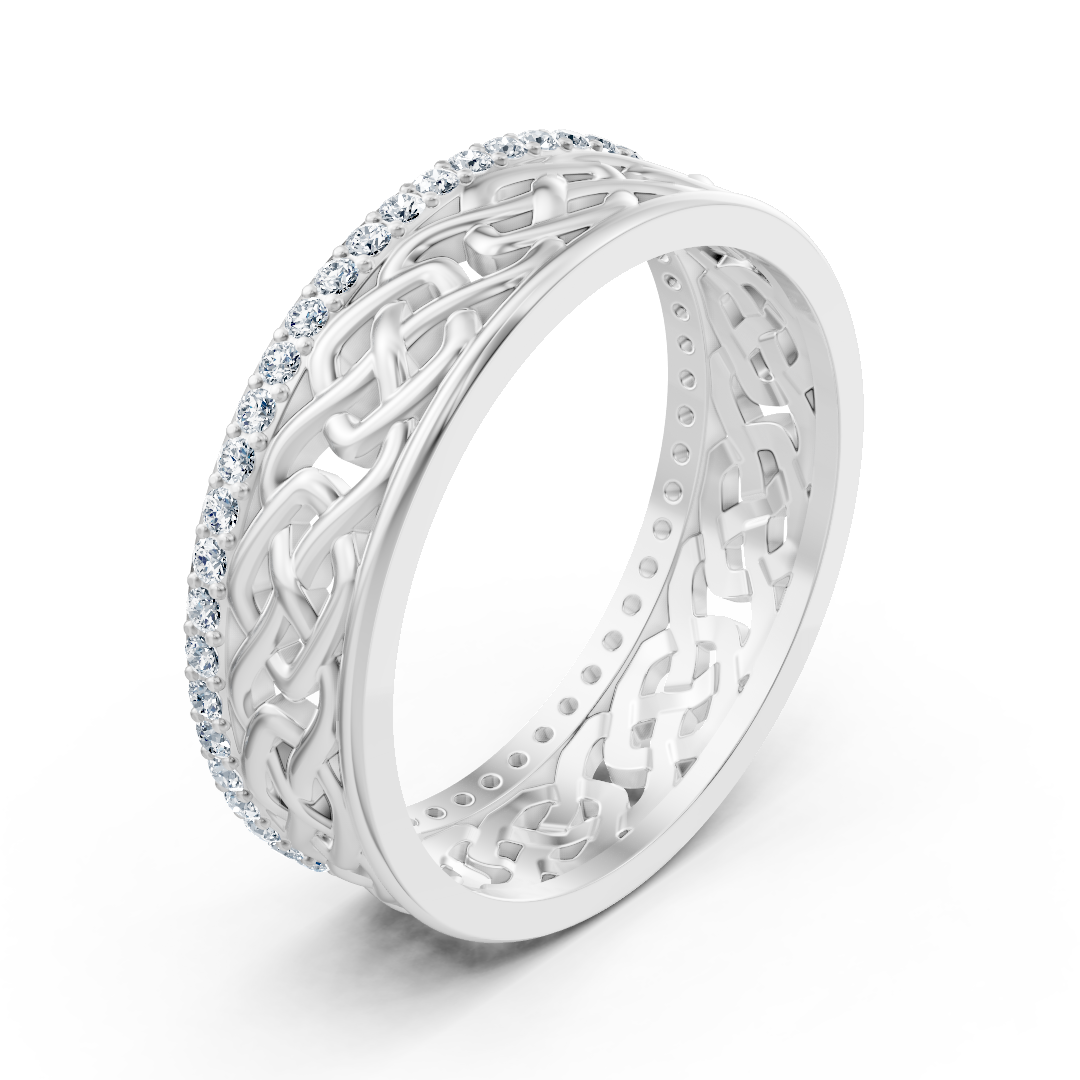 Bague moderne en or blanc avec diamants ronds en forme de griffes