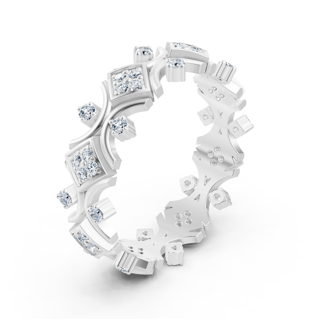 Bague en or blanc avec diamants ronds